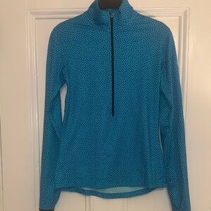 Nike Pro Dri-Fit Women’s Medium Teal Long-Sleeve Quarter-Zip Dot Performance Top